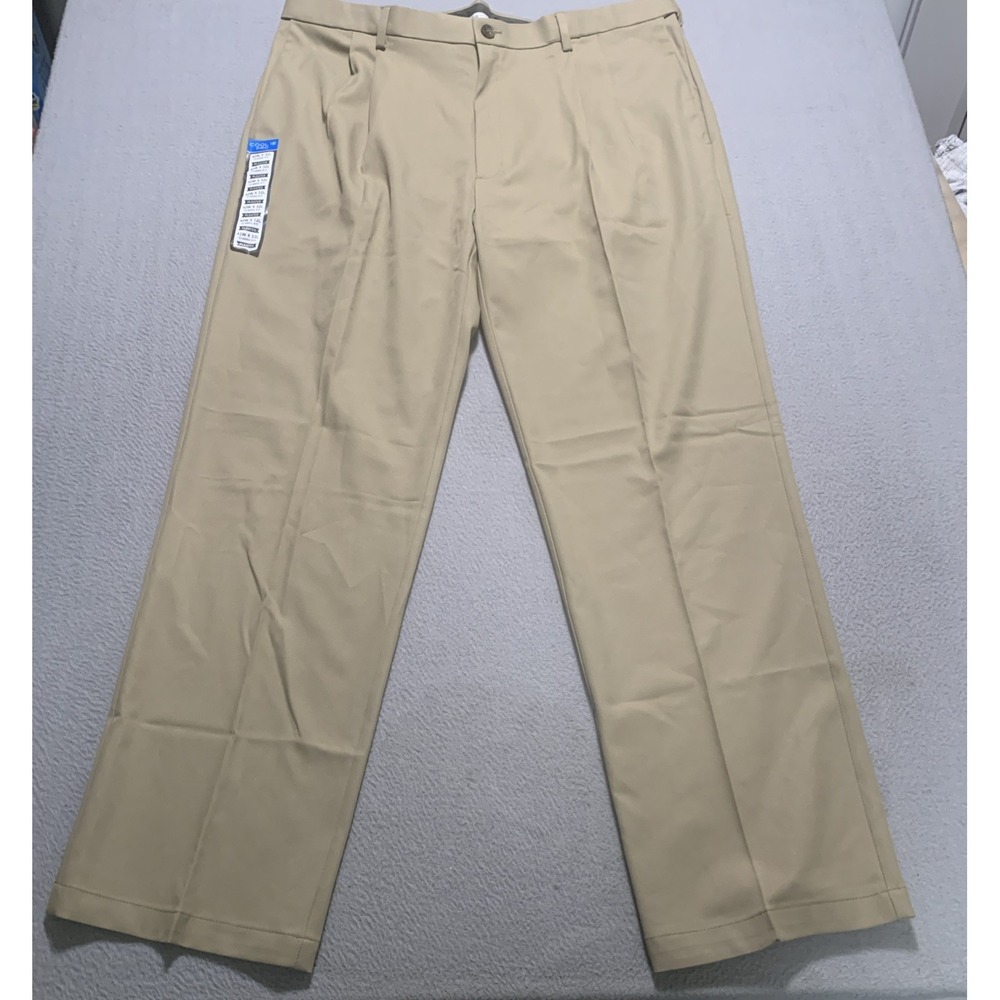 NWT Haggar Cool 18 Performance Dress Pants 42x32 Khaki Classic Fit  No Iron